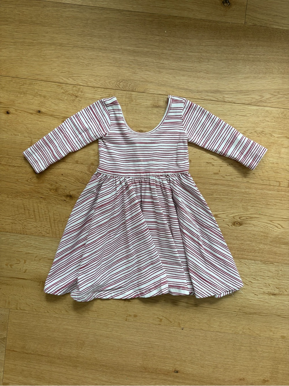 Alice + Ames 3T Red and White Striped Long-Sleeve Dress